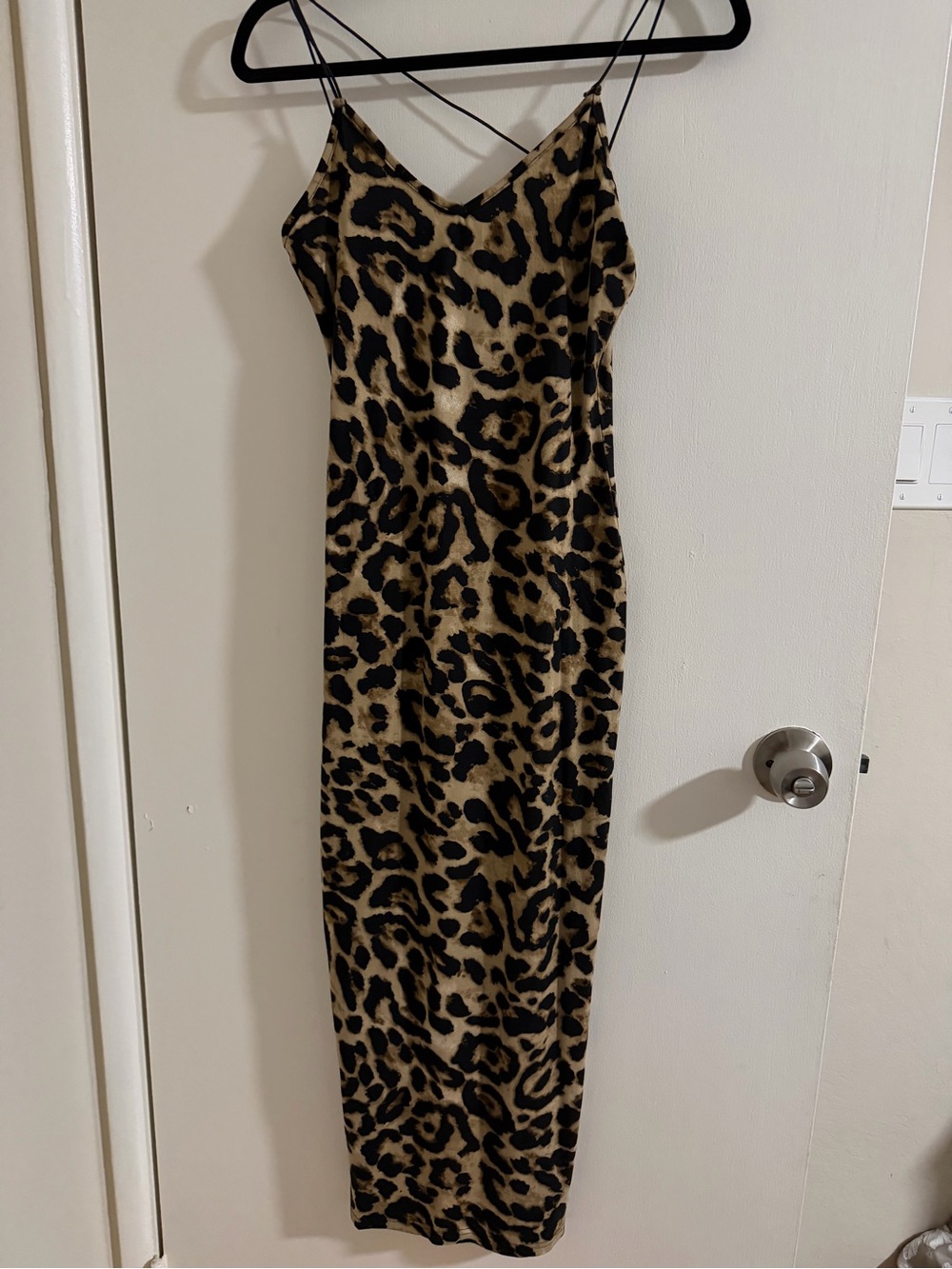 Leopard Print Slip Dress - Tan & Black